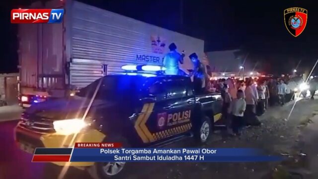 Polsek Torgamba Amankan Pawai Obor Santri Sambut Iduladha 1447 H
